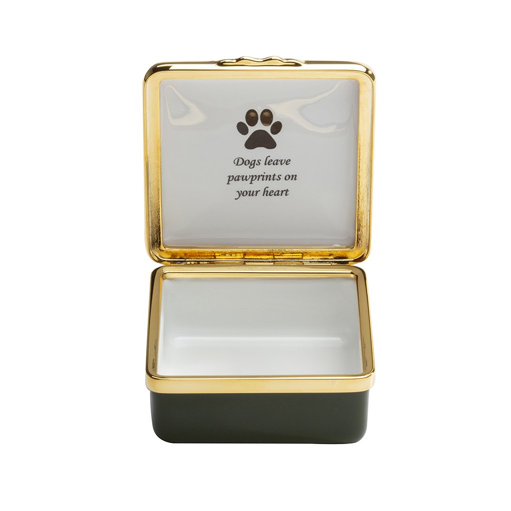 Halcyon Days Dogs Leave Pawprints On Your Heart Enamel Box