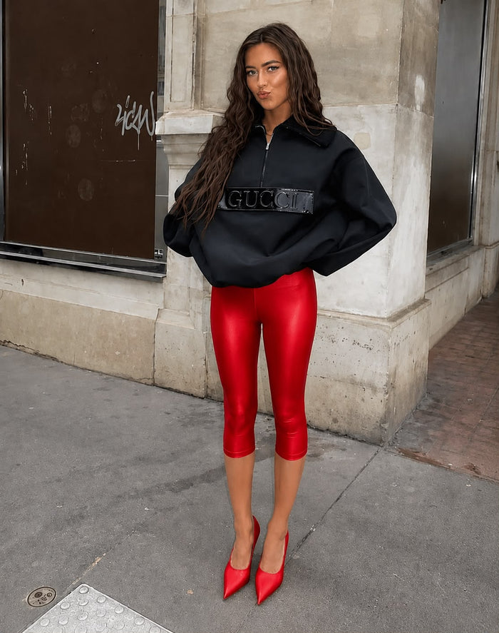Chilli Red Glossy Capri
