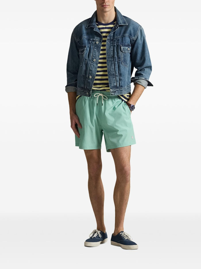 embroidered drawstring swim shorts