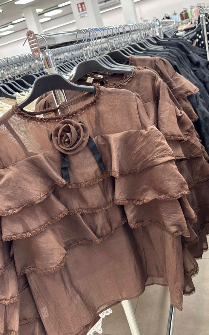Espresso Petal Ruffle Top