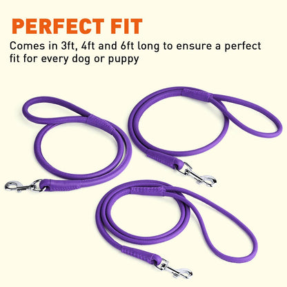 Dogline - Soft Leather Round Lead