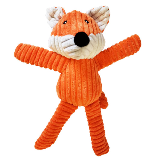 Jojo Modern Pets - Victor The Fox - Corduroy Squeaker Plush Dog Toy