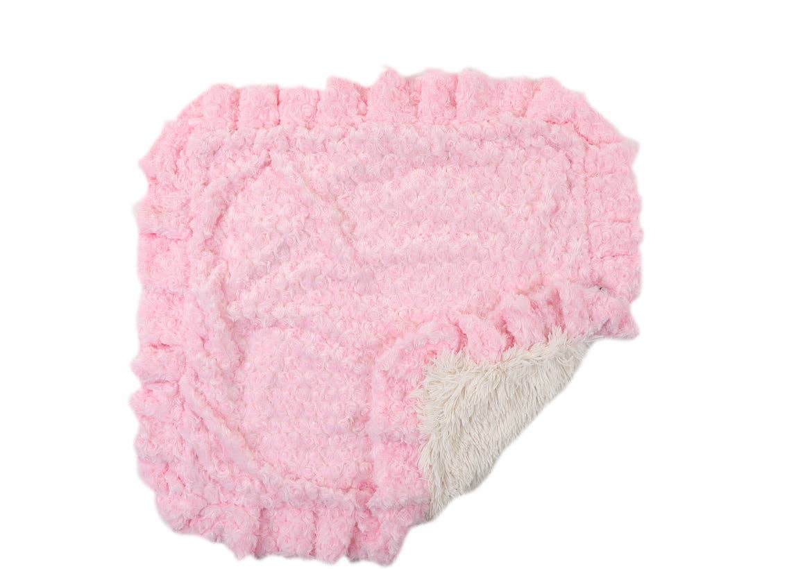 Baylee Nasco - Pink Rosebud with Cream Shag Blanket