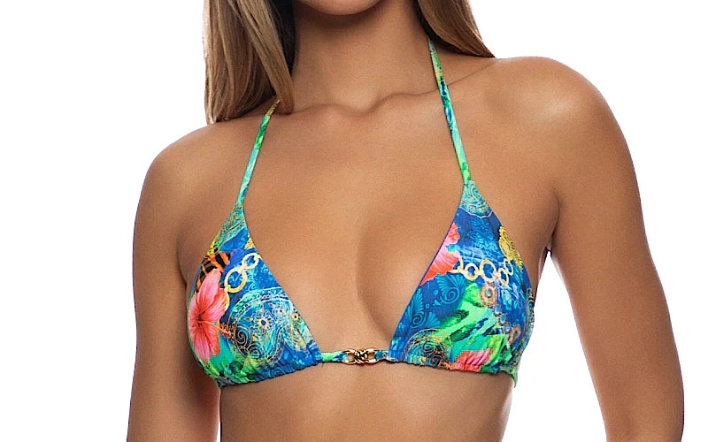 Reversible Link Triangle-Seamless Reversible Ruched Back Tie Side Bikini