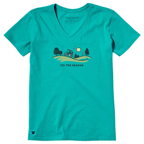 LIFE IS GOOD - WOMENS CRUSHER VEE TEE | Tis The Season Turquoise Green