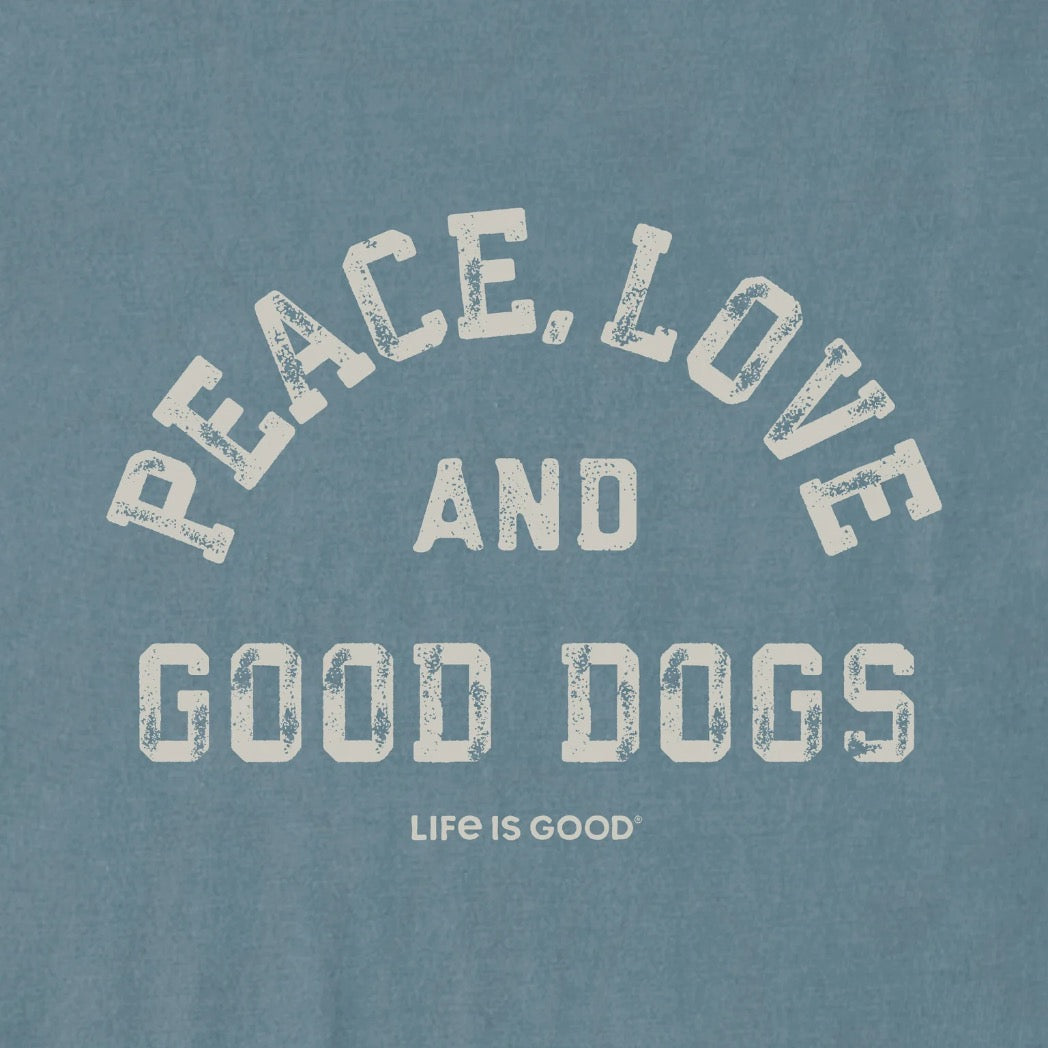 LIFE IS GOOD - WOMENS CRUSHER BOXY TEE | Peace Love Slate Blue