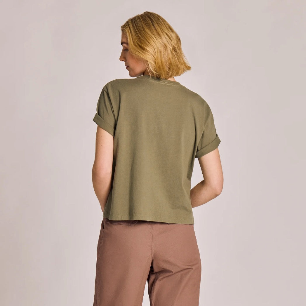 LIFE IS GOOD - WOMENS CRUSHER BOXY TEE | Champagne Moss Green