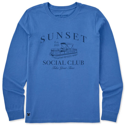LIFE IS GOOD - WOMENS LONG SLEEVE CRUSHER TEE | Sunset Social Club Athletic Blue