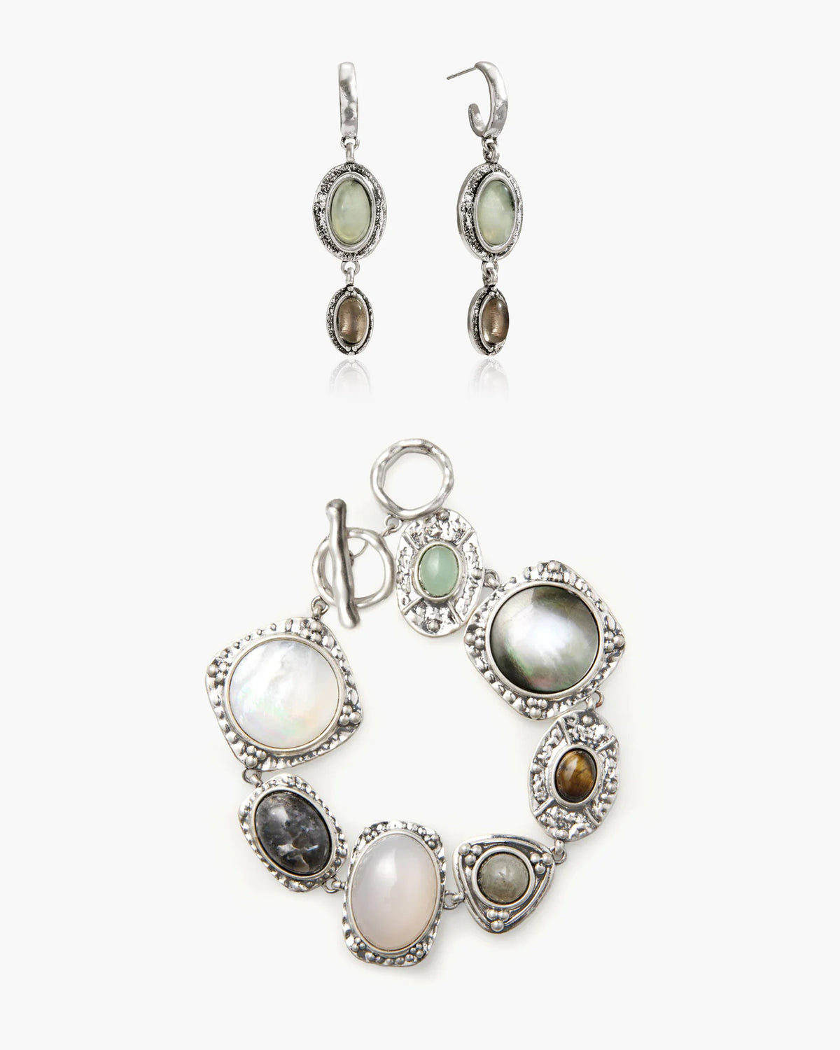 Athena Bracelet & Moss Amulet Earrings Set