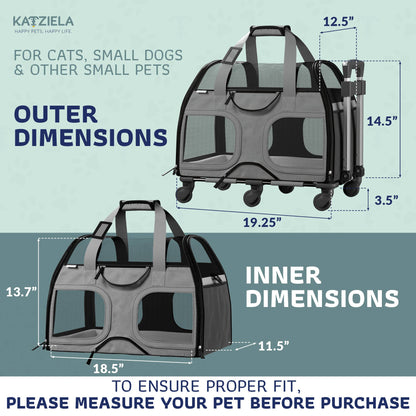 Luxury Rider Pet Carrier with Removable Wheels - 4 Colors: Black and Blue