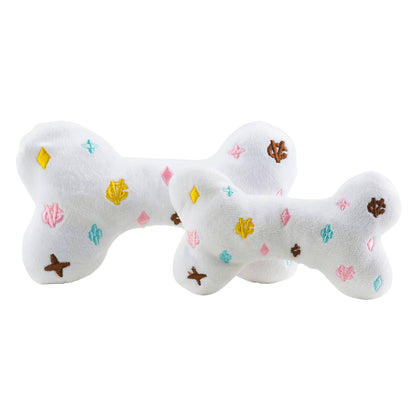 Haute Diggity Dog - White Chewy Vuiton Bone and Ball Squeaker Dog Toy: Large