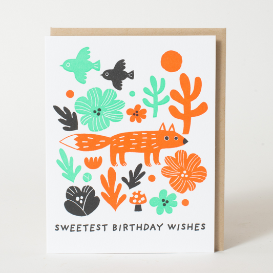 Birthday Fox Letterpress Card
