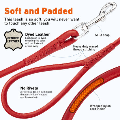 Dogline - Soft Leather Round Lead