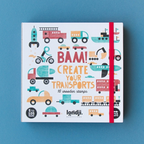 Bam! Transports -16 Wooden Stamps