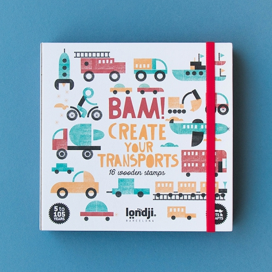 Bam! Transports -16 Wooden Stamps