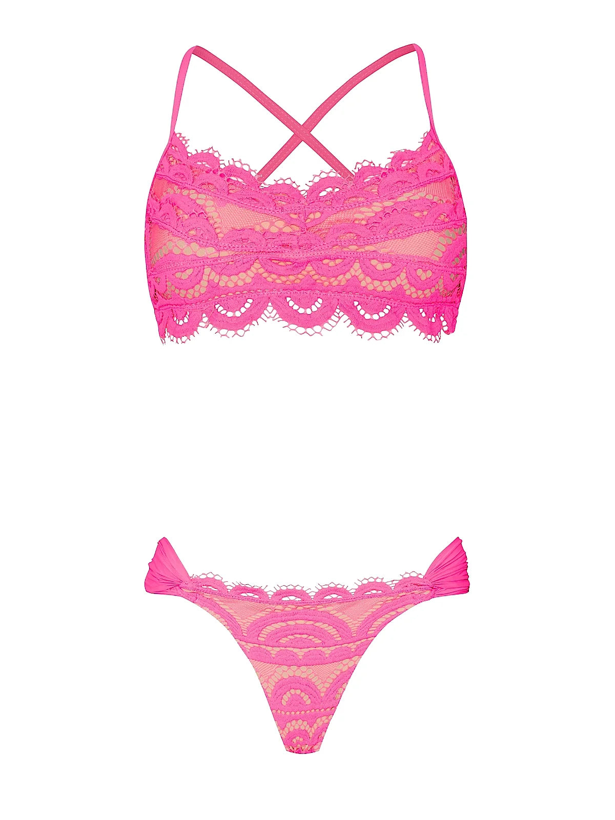 Lace Bralette-Lace Fanned Bikini