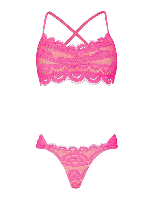 Lace Bralette-Lace Fanned Bikini