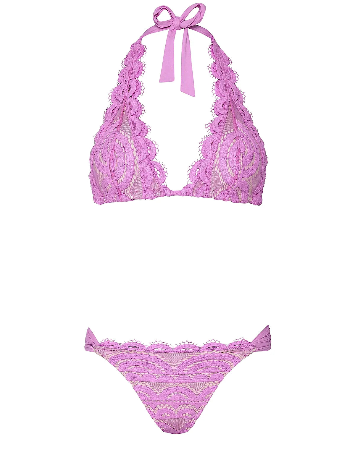 Lace Halter-Lace Fanned Bikini