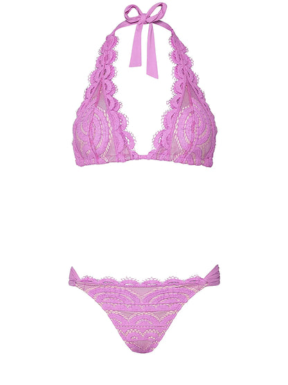 Lace Halter-Lace Fanned Bikini