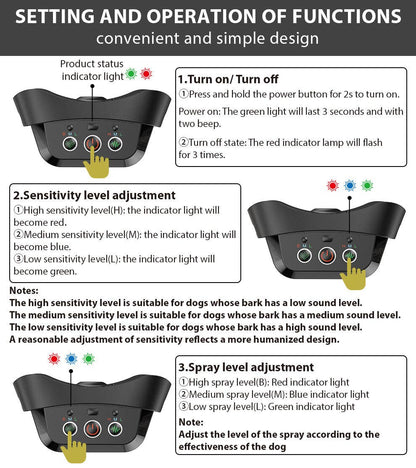 Pet Life - Pet Life ® Bark-Myst 3-Level Sensitivity of Spray and Tone Anti-Bark Dog Collar
