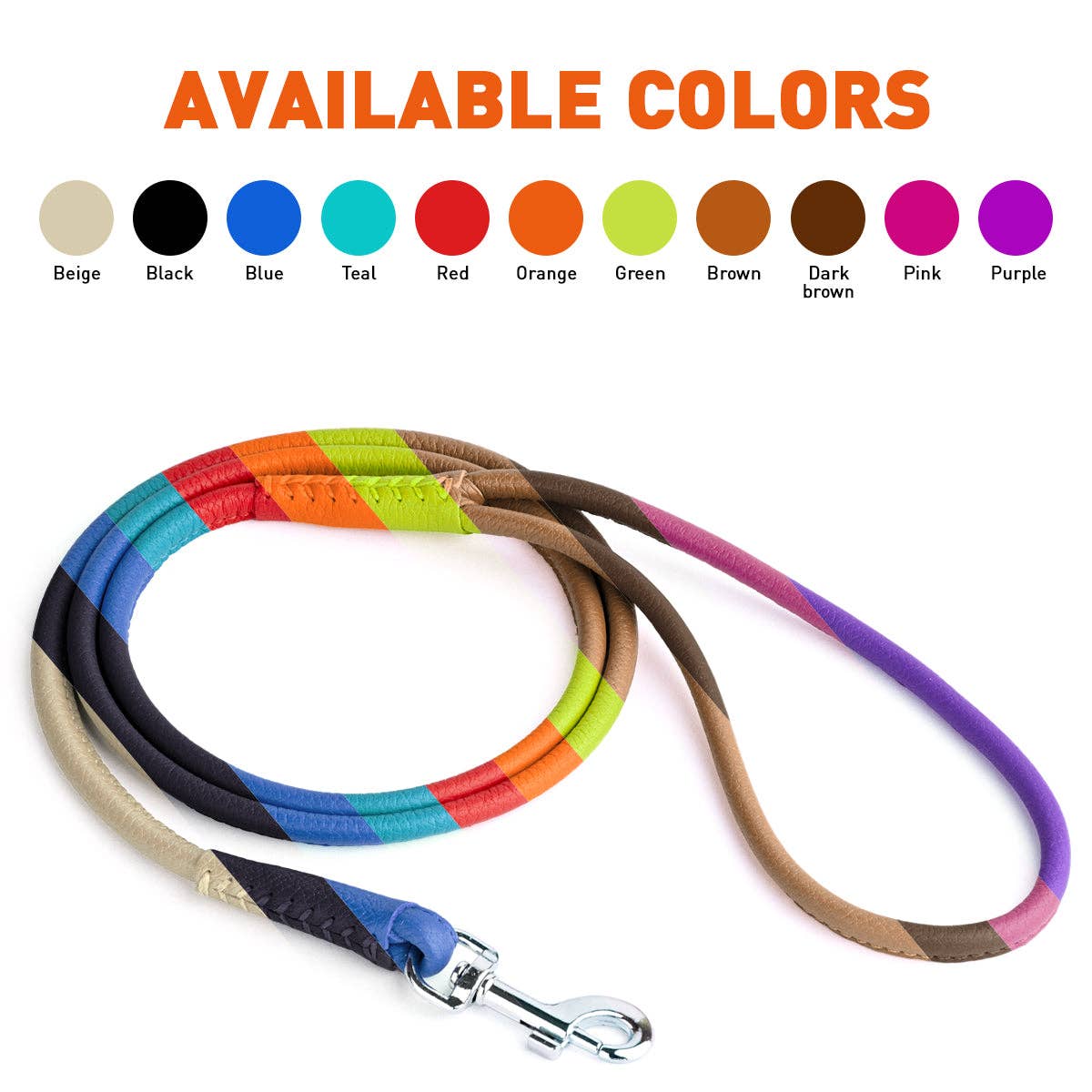 Dogline - Soft Leather Round Lead
