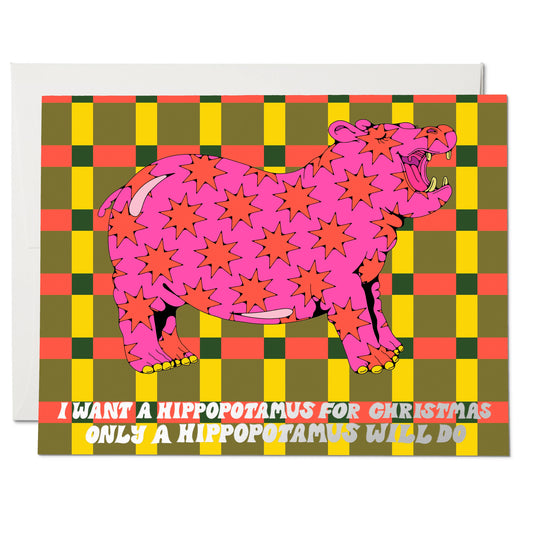 Christmas Hippo holiday greeting card