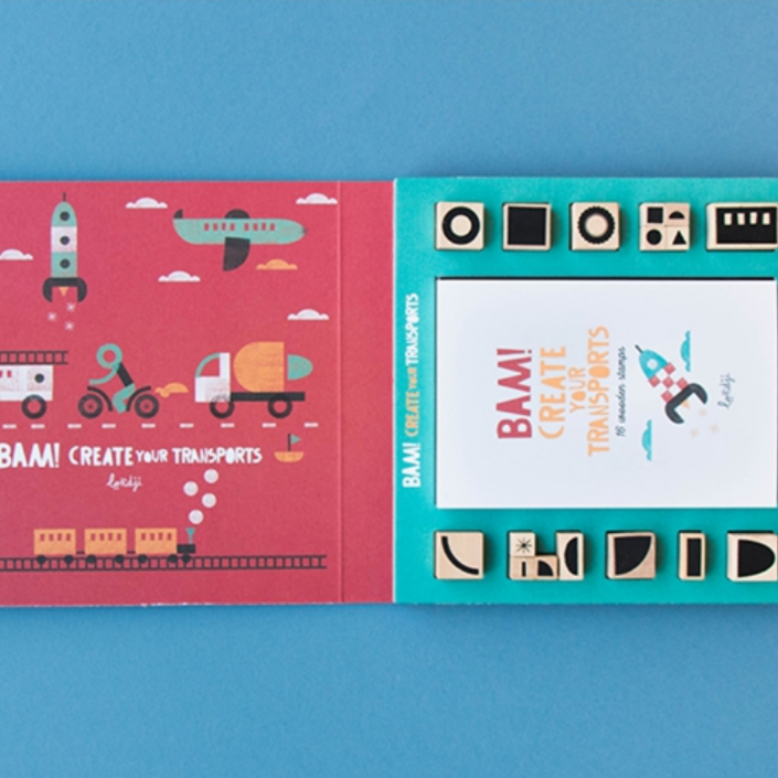 Bam! Transports -16 Wooden Stamps