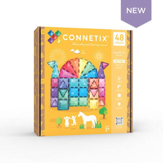 CONNETIX Magnetic Tiles Glitter Castle Pack - 48 Pieces
