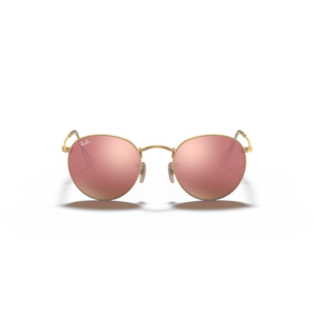 RAYBAN - ROUND METAL | Matte Gold w/ Brown Pink Flash
