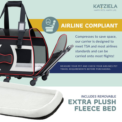 Bone Cruiser Pet Carrier with Removable Wheels - 2 Options: Gray and Red