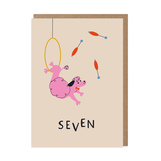 7th Birthday Card – Poodle Acrobat