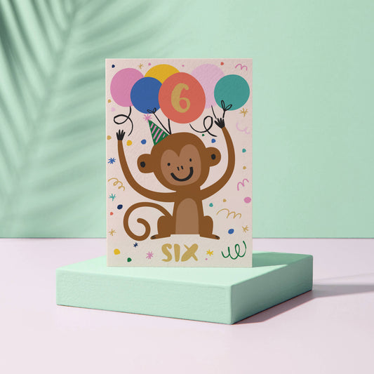 Age 6 - Monkey card - six