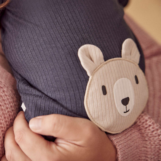 Bear Ribbed Clever Zip Sleepsuit