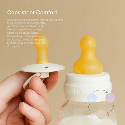 BIBS Slow/Medium Flow Baby Bottle Latex Grow and Flow  - Ivory