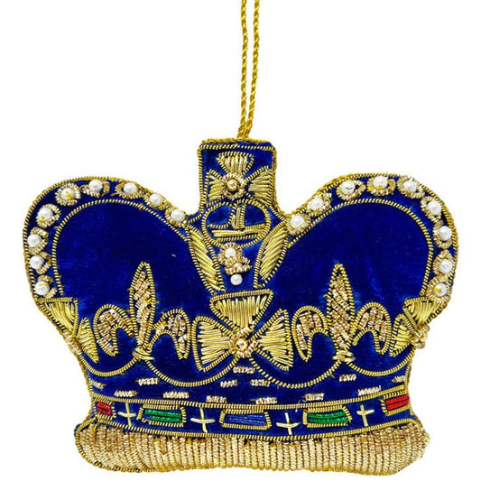 Beaded Blue Crown Ornament