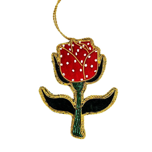 Beaded English Rose Ornament