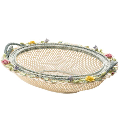 Belleek Oval Covered Basket Large