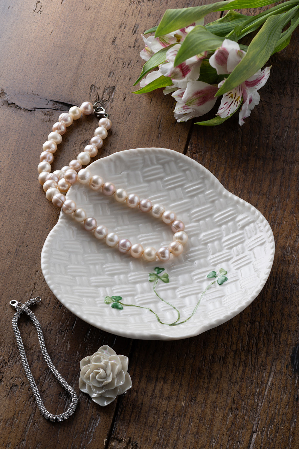 Belleek Shamrock Canape Plate Set of 2