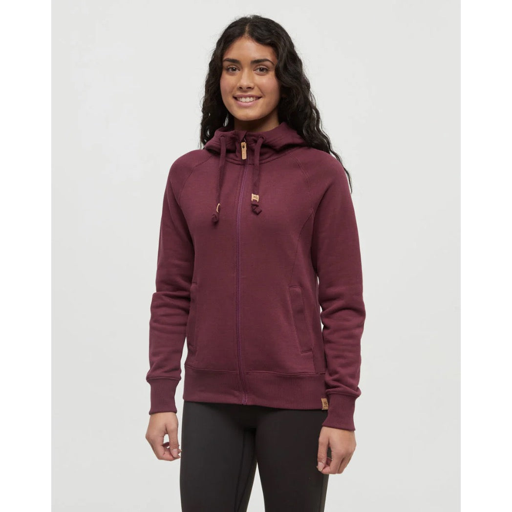 TENTREE - WOMENS ZIP ELM HOODIE | Deep Burgundy