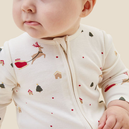 Festive Print Clever Zip Sleepsuit
