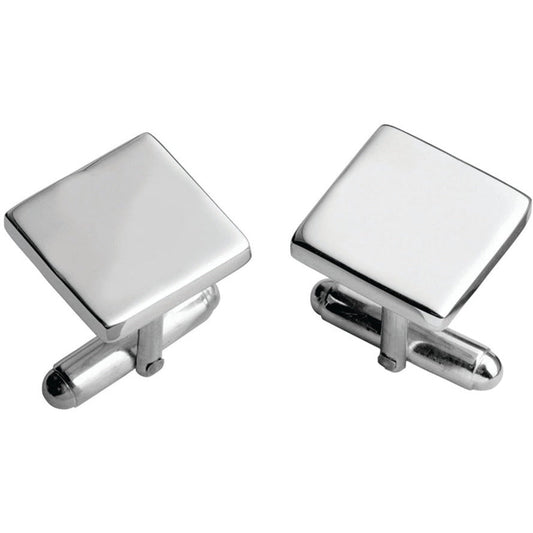 Carrs Plain Square Cufflinks Sterling Silver