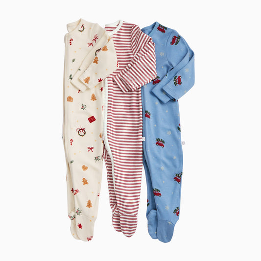 Christmas Clever Zip Sleepsuit 3 Pack