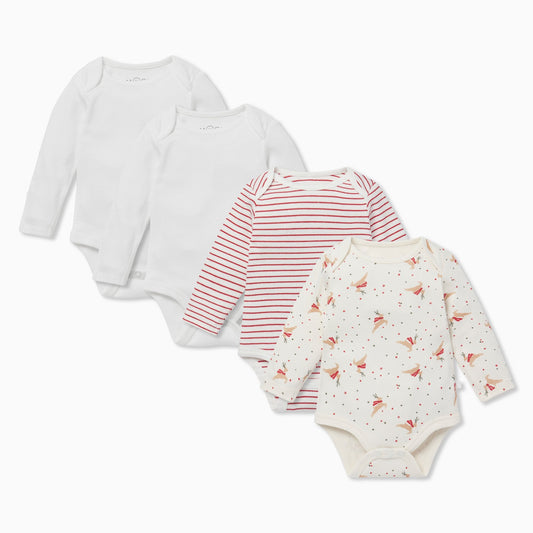 Christmas Long Sleeve Bodysuit 4 Pack