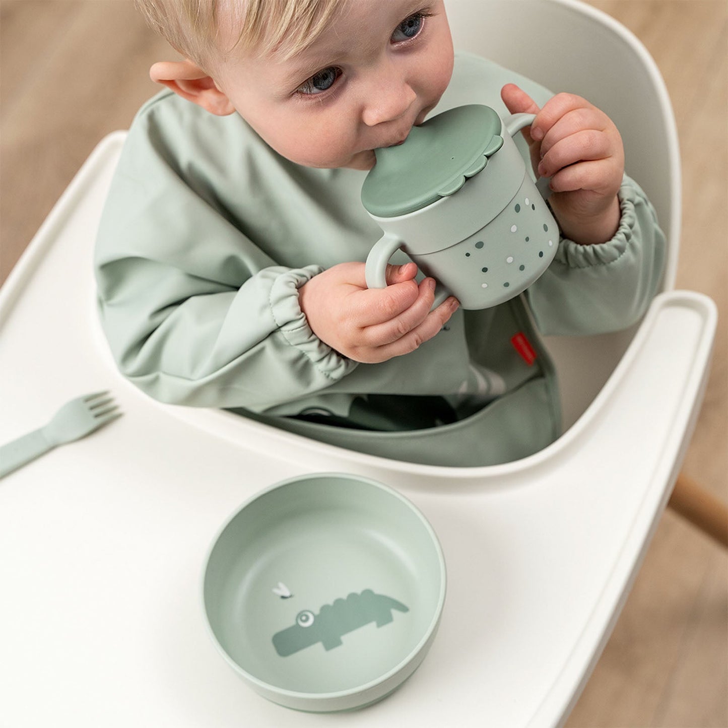 Done By Deer Foodie Spout Cup - Happy Dots Green