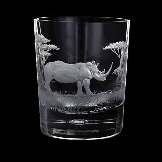 Dartington Crystal Hand Engraved Majestic Wildlife Rhino Tumbler