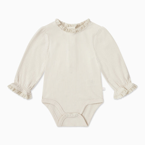 Frilled Ribbed Long Sleeve Bodysuit