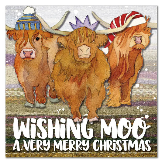 Emma Ball Highland Coos Christmas Cards Pack 6