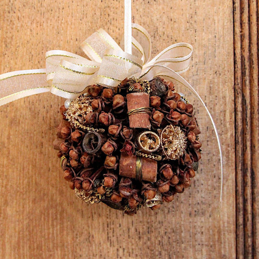 Goviers Christmas Bauble With Bow - Gold - DELIVERY OCTOBER