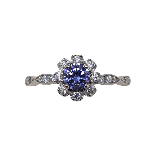 Goviers Cubic Zirconia Tanzanite Petal Silver Ring