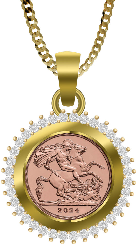 Goviers Exclusive King Charles III 22ct Gold Quarter Sovereign 2024 Necklace